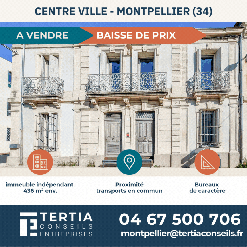 A VENDRE – Immeuble indépendant de bureaux – 436 m² sur deux niveaux